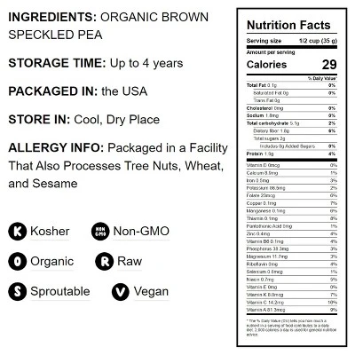 Organic Brown Speckled Peas - By Food To Live 2 Organic Brown Speckled Peas - By Food To Live - Image 2
