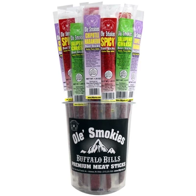 Buffalo Bills 15-ct Assorted Hot Ole Smokies (Beef Sticks) - Two 15-ct Tubs 1 Buffalo Bills 15-ct Assorted Hot Ole Smokies (Beef Sticks) - Two 15-ct Tubs