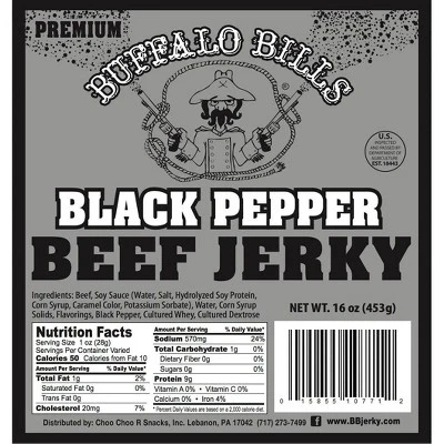 Buffalo Bills 16oz Premium Black Pepper Beef Jerky Pieces (black Pepper Jerky In Random Size Pieces) 1 Buffalo Bills 16oz Premium Black Pepper Beef Jerky Pieces (black Pepper Jerky In Random Size Pieces)