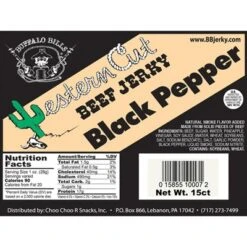 Buffalo Bills 18oz Black Pepper Western Cut Big Slab Beef Jerky (15 Beef Jerky Slices Per Bag)