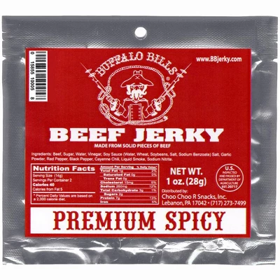 Buffalo Bills 1oz Premium Spicy Beef Jerky Packs 12-Count (spicy Beef Jerky Made From Top Round) 1 Buffalo Bills 1oz Premium Spicy Beef Jerky Packs 12-Count (spicy Beef Jerky Made From Top Round)