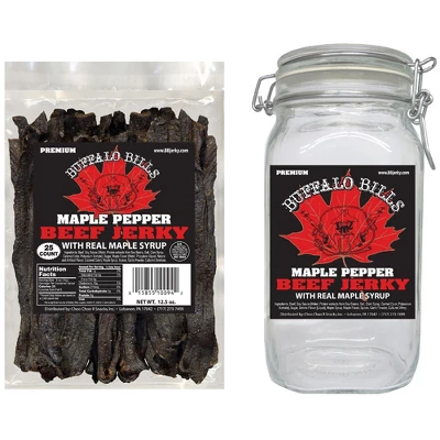 Buffalo Bills Maple Pepper Beef Jerky 1 Bag Starter Kit (1 Bag And 1 Jar) 1 Buffalo Bills Maple Pepper Beef Jerky 1 Bag Starter Kit (1 Bag And 1 Jar)