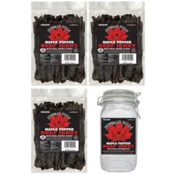 Buffalo Bills Maple Pepper Beef Jerky 3 Bag Starter Kit (3 Bags And 1 Jar)