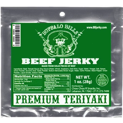 Buffalo Bills 1oz Premium Teriyaki Beef Jerky Packs 12-Count (beef Jerky Made From Top Round) 1 Buffalo Bills 1oz Premium Teriyaki Beef Jerky Packs 12-Count (beef Jerky Made From Top Round)