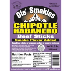 Buffalo Bills 2-lb Chipotle Habanero Ole' Smokies Saddlebag (50 Twist-end Beef Sticks)