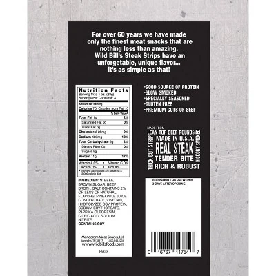 Wild Bill's Steak Strips 3 Ounce Pack - Thick Cut Strips Of Real Steak (3 Count) 1 Wild Bill's Steak Strips 3 Ounce Pack - Thick Cut Strips Of Real Steak (3 Count)