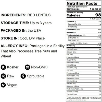 Red Lentils Whole - By Food To Live 3 Red Lentils Whole - By Food To Live - Image 3