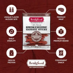 Bridgford Smokehouse Sausage Sticks Hot & Spicy 5 Oz - Gluten Free High Protein Smoked Sausage Sticks For Many Dietary Preferences -Lipton Sale Store GUEST 7936ba65 25c7 4e87 88e3 c59d1a90c9ef
