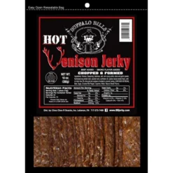 Buffalo Bills 10oz Hot Venison Jerky Strips Packs (two 10oz Packs Venison Jerky Strips)