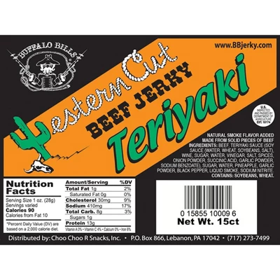 Buffalo Bills 18oz Teriyaki Western Cut Big Slab Beef Jerky (15 Beef Jerky Slices Per Bag) 1 Buffalo Bills 18oz Teriyaki Western Cut Big Slab Beef Jerky (15 Beef Jerky Slices Per Bag)