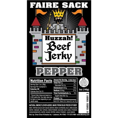 Buffalo Bills Pepper 5oz Faire Sack Huzzah Beef Jerky In Burlap Wine Bag (3 Packs Pepper Beef Jerky) 2 Buffalo Bills Pepper 5oz Faire Sack Huzzah Beef Jerky In Burlap Wine Bag (3 Packs Pepper Beef Jerky) - Image 2