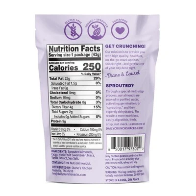 Daily Crunch Cacao And Sea Salt Sprouted Almonds - Case Of 8/1.5 Oz 2 Daily Crunch Cacao And Sea Salt Sprouted Almonds - Case Of 8/1.5 Oz - Image 2