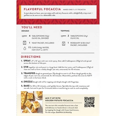 King Arthur Crisp And Airy Focaccia Mix Kit - 18.4oz 2 King Arthur Crisp And Airy Focaccia Mix Kit - 18.4oz - Image 2