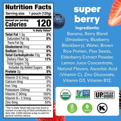 NOKA Superfood Smoothie Fruit Super Berry Single Pouch - 4.22oz 1 NOKA Superfood Smoothie Fruit Super Berry Single Pouch - 4.22oz