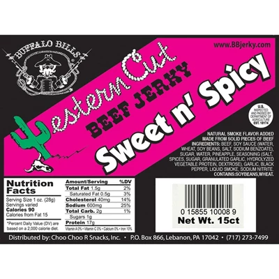 Buffalo Bills 18oz Sweet N' Spicy Western Cut Big Slab Beef Jerky (15 Beef Jerky Slices Per Bag) 1 Buffalo Bills 18oz Sweet N' Spicy Western Cut Big Slab Beef Jerky (15 Beef Jerky Slices Per Bag)