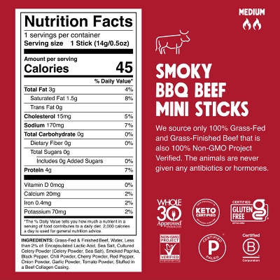 Chomps Snack Sticks Smoky BBQ Beef Meat Sticks - 12oz/24pk 3 Chomps Snack Sticks Smoky BBQ Beef Meat Sticks - 12oz/24pk - Image 3