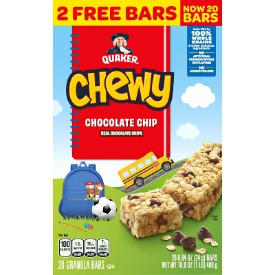 Quaker Chewy Chocolate Chip Granola Bars Bonus Pack - 16.9oz/20ct 2 Quaker Chewy Chocolate Chip Granola Bars Bonus Pack - 16.9oz/20ct - Image 2