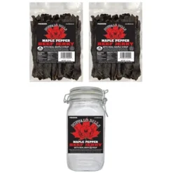 Buffalo Bills Maple Pepper Beef Jerky 2 Bag Starter Kit (2 Bags And 1 Jar)