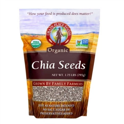 Grain Place Foods 1.75 Lb Organic Non-GMO Chia Seeds - Pack Of 2 1 Grain Place Foods 1.75 Lb Organic Non-GMO Chia Seeds - Pack Of 2