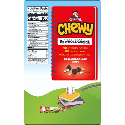 Quaker Chewy Chocolate Chip Granola Bars Bonus Pack - 16.9oz/20ct 1 Quaker Chewy Chocolate Chip Granola Bars Bonus Pack - 16.9oz/20ct