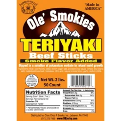 Buffalo Bills 2-lb Teriyaki 5" Ole Smokies Saddlebag (50 Twist End Beef Sticks Per Saddlebag)