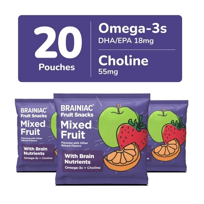 Brainiac Kids Fruit Snacks With Omega-3s Mixed Fruit - 12.4oz/20ct 2 Brainiac Kids Fruit Snacks With Omega-3s Mixed Fruit - 12.4oz/20ct - Image 2