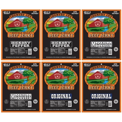 Buffalo Bills 6-ct Traditional Country Cut Beef Jerky Sampler - Six 2.6oz Packs 1 Buffalo Bills 6-ct Traditional Country Cut Beef Jerky Sampler - Six 2.6oz Packs