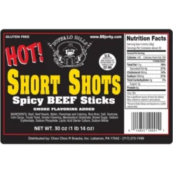 Buffalo Bills Hot Short Shots (120 Hot And Spicy 3.5" Beef Sticks Per 30oz Bag)