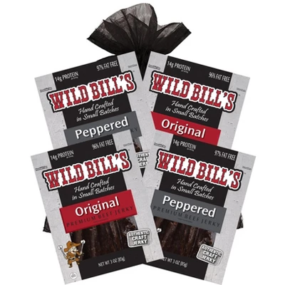 Wild Bill's 4-Piece Beef Jerky Sampler (Two 3oz Packs Each Of Original Hickory And Black Peppered) 5 Wild Bill's 4-Piece Beef Jerky Sampler (Two 3oz Packs Each Of Original Hickory And Black Peppered) - Image 5