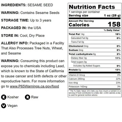 Unhulled Sesame Seeds - By Food To Live 2 Unhulled Sesame Seeds - By Food To Live - Image 2